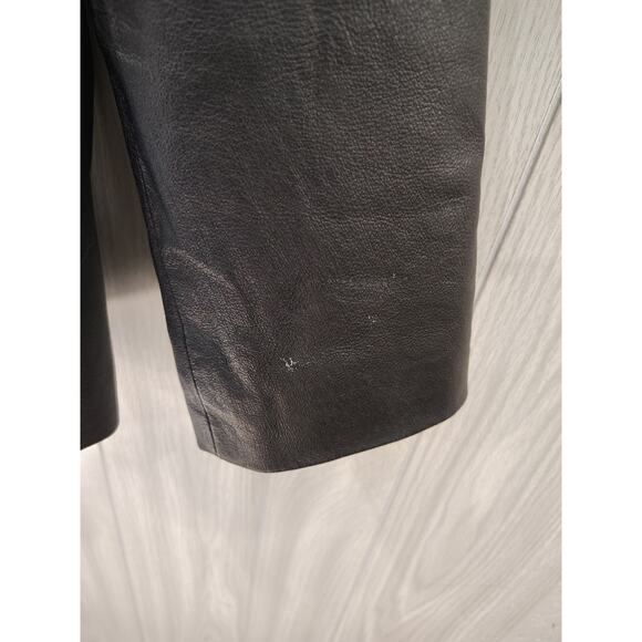 Women's KC Collections Black Leather Coat Jacket Size L Mob Wife Night Out Warm - Picture 2 of 7